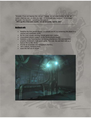 Bioshock Game Pitch Deck