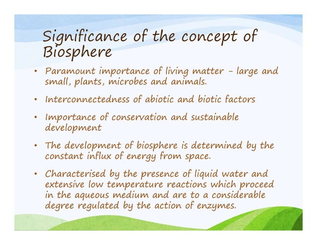 Biosphere concept 1st sem ecg 101 | PPT
