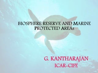 BIOSPHERE RESERVE AND MARINE
PROTECTED AREAs
G. KANTHARAJAN
ICAR-CIFE
 