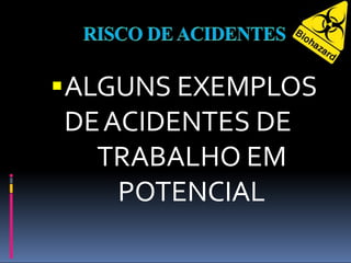 ALGUNS EXEMPLOS
DEACIDENTES DE
TRABALHO EM
POTENCIAL
 