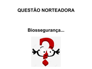 QUESTÃO NORTEADORA
Biossegurança...
 