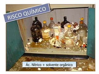 UÍM ICO
RIS CO Q




       Ác. Nítrico + solvente orgânico
 