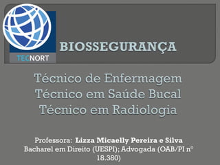 Professora: Lizza Micaelly Pereira e Silva
Bacharel em Direito (UESPI); Advogada (OAB/PI nº
18.380)
 