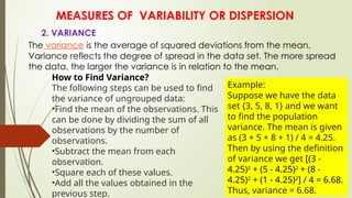 Variance Add Definition Introduction to BIOSTATISTICS and terms used in description | PPTX