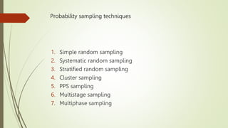 Biostatistics-MDS(Sampling techniques, Probabaility) Dr. Kanwal Preet K ...