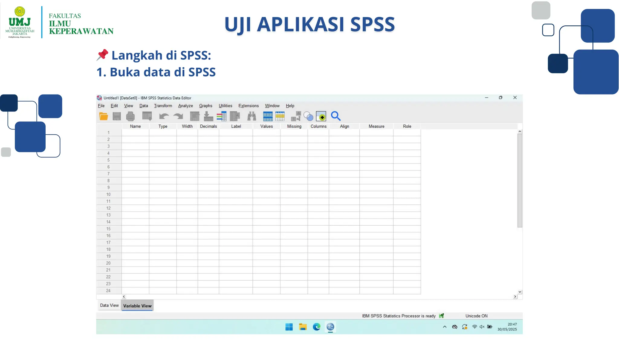 📌Langkah di SPSS:
1. Buka data di SPSS
 