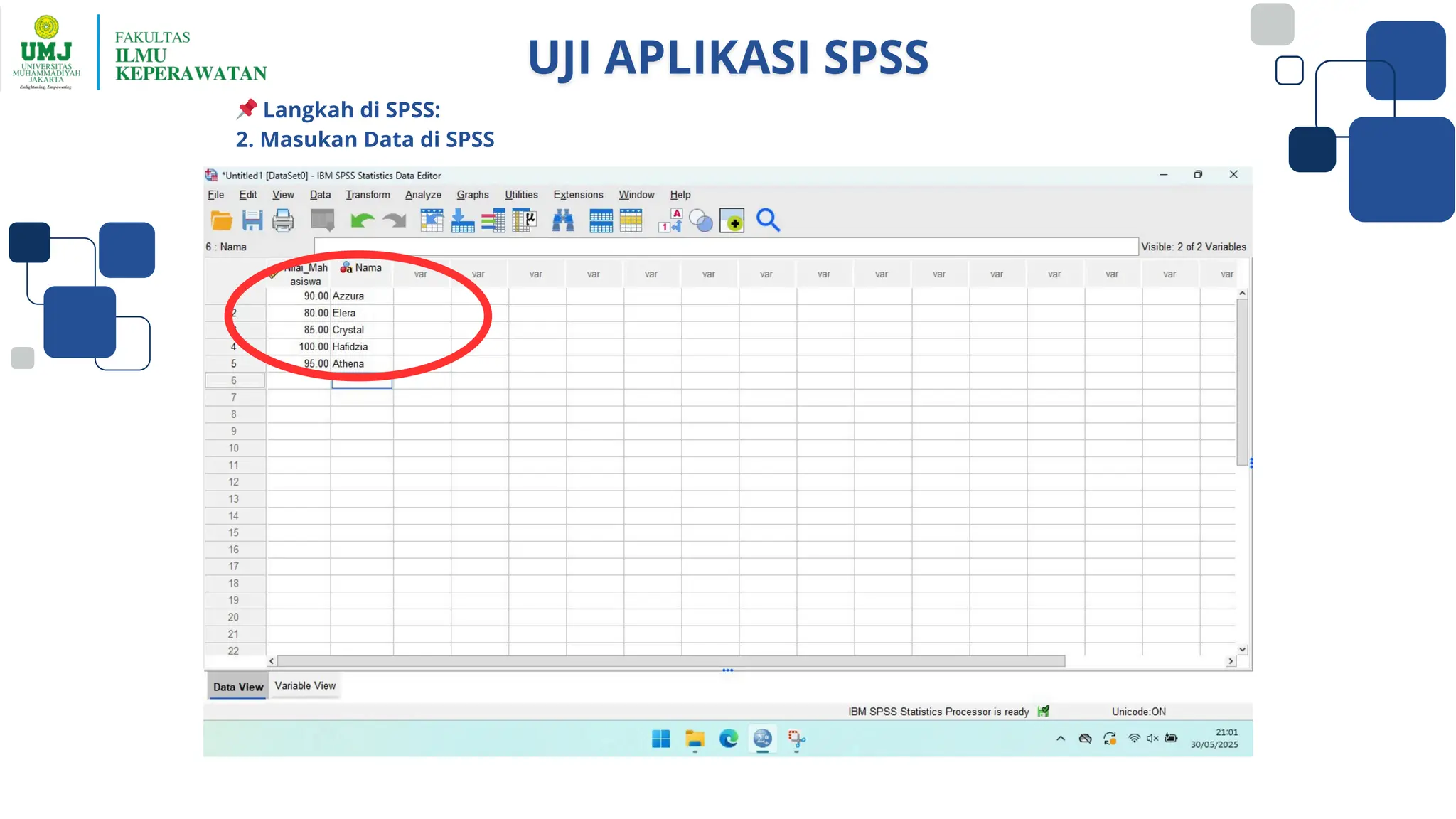 📌Langkah di SPSS:
2. Masukan Data di SPSS
 