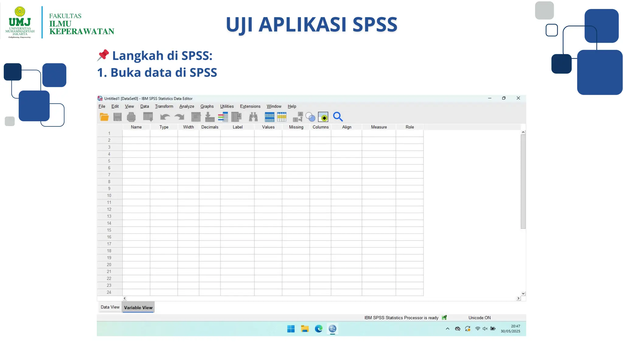 📌Langkah di SPSS:
1. Buka data di SPSS
 