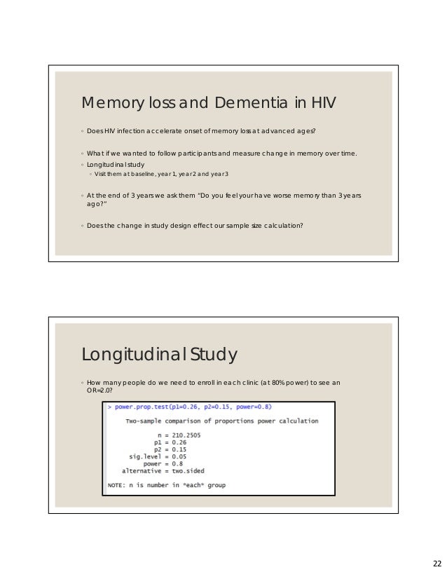 Biostatistics Workshop Sample Size Power