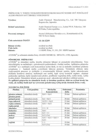 Biostimulant atonik label