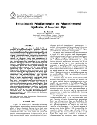 Biostratigraphic, paleobiogeographic, paleoenvironmental significance of calcareous algae by praddep kundal