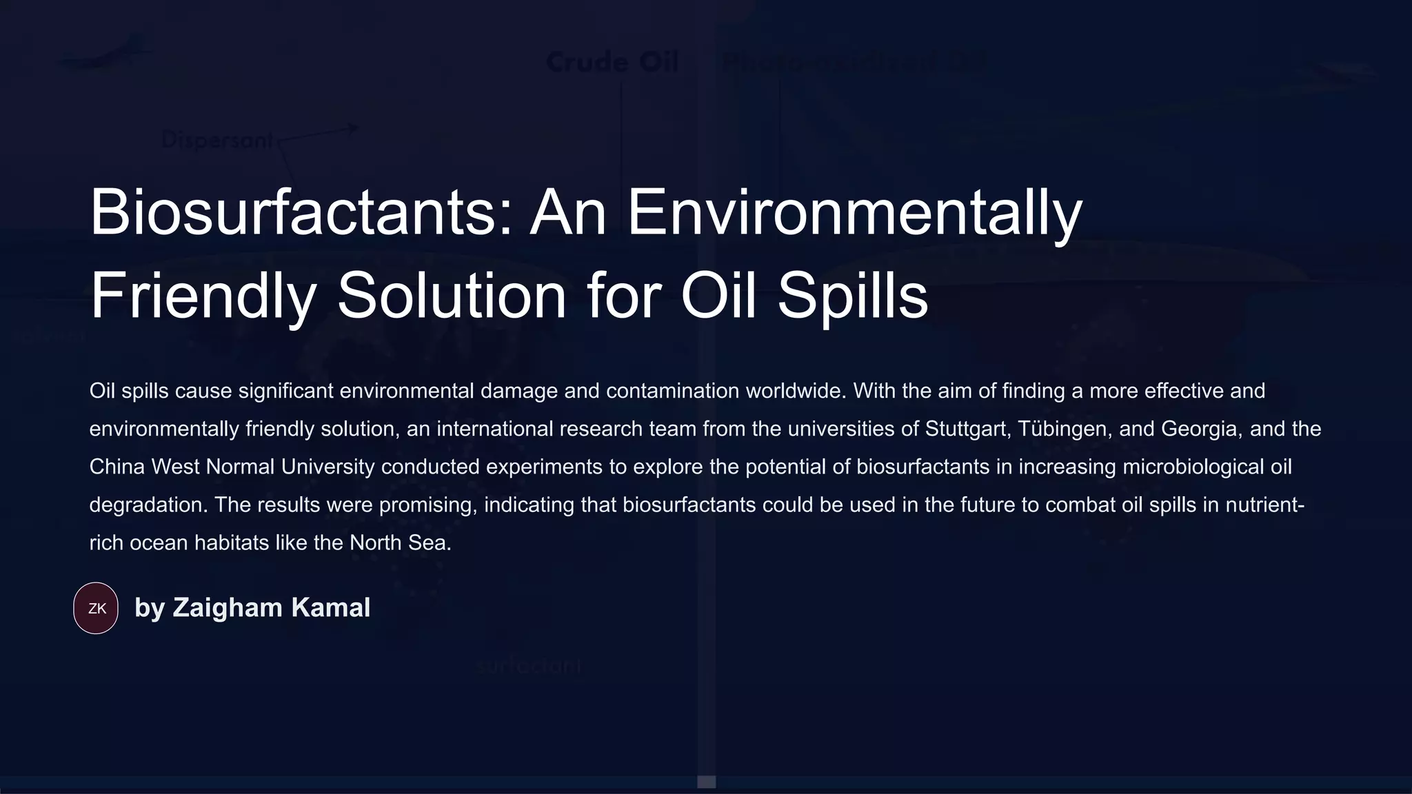 Biosurfactants An Environmentally Friendly Solution for Oil Spills PPT
