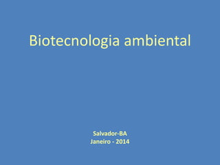 Biotecnologia ambiental

Salvador-BA
Janeiro - 2014

 