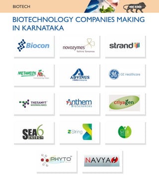 BIOTECHNOLOGY COMPANIES MAKING
IN KARNATAKA
BIOTECH
 