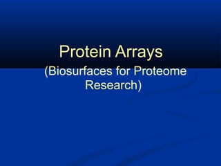 Protein Arrays
(Biosurfaces for Proteome
Research)
 