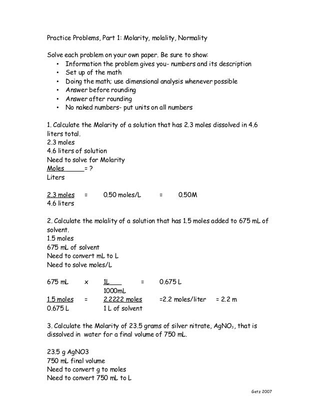 Biotech Math Problems Part1 Answers 1 Biotech Math Problems Part1 Answers 1