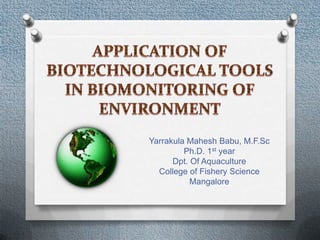 Yarrakula Mahesh Babu, M.F.Sc
         Ph.D. 1st year
      Dpt. Of Aquaculture
  College of Fishery Science
           Mangalore
 