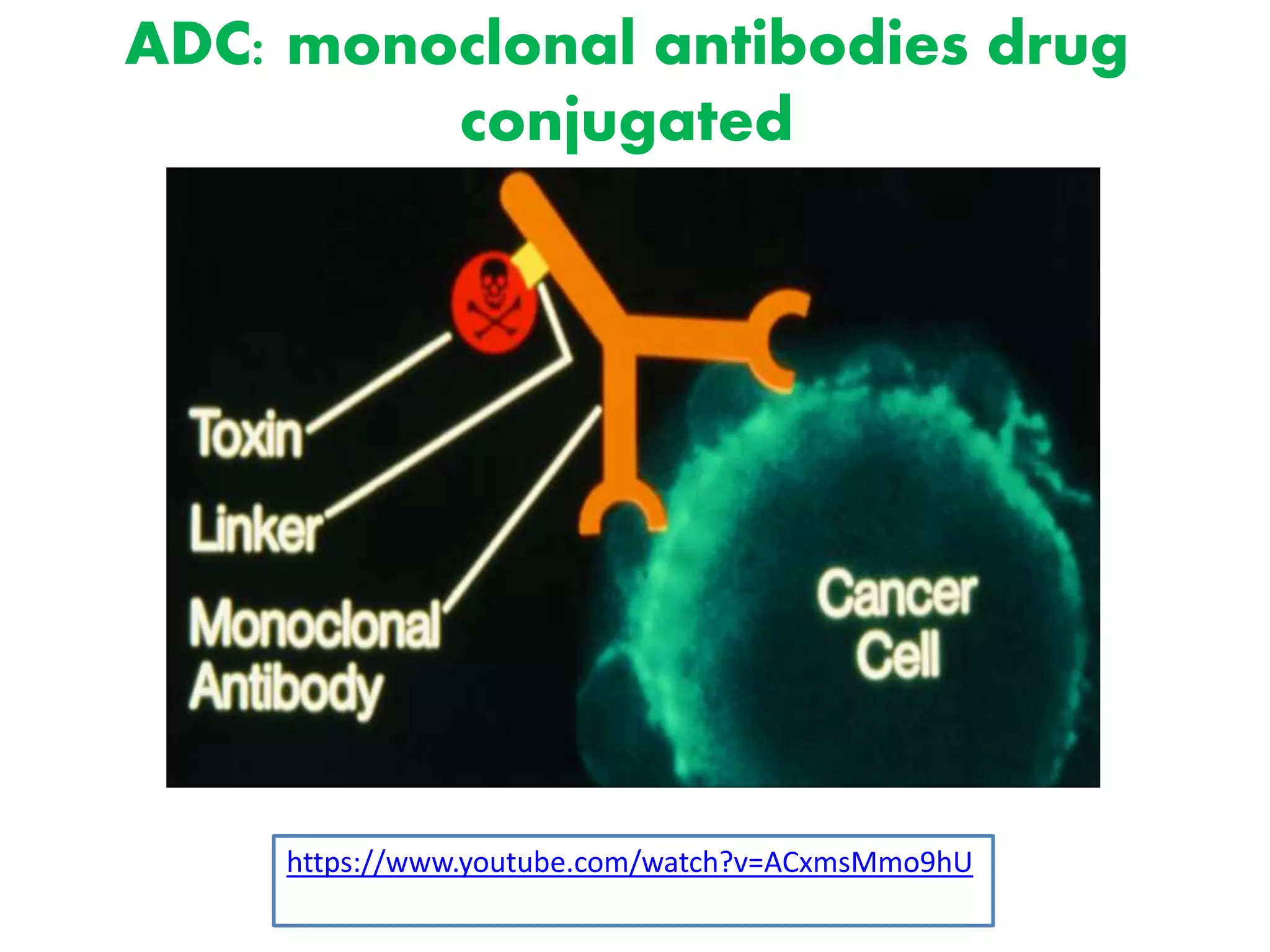 ADC: monoclonal antibodies drug
conjugated
https://www.youtube.com/watch?v=ACxmsMmo9hU
 