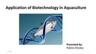 Application of Biotechnology in Aquaculture
3/2/2023 1
Presented by:
Pabitra Pandey
 