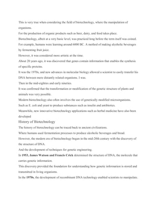 Biotechnology "Biotechnology: Harnessing the Power of Living Systems ...