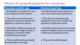 Merits of using biocatalysts for industries
 