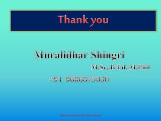 Slides prepared by: Muralidhar Shingri
 