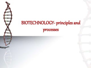BIOTECHNOLOGY- principles and
processes
 