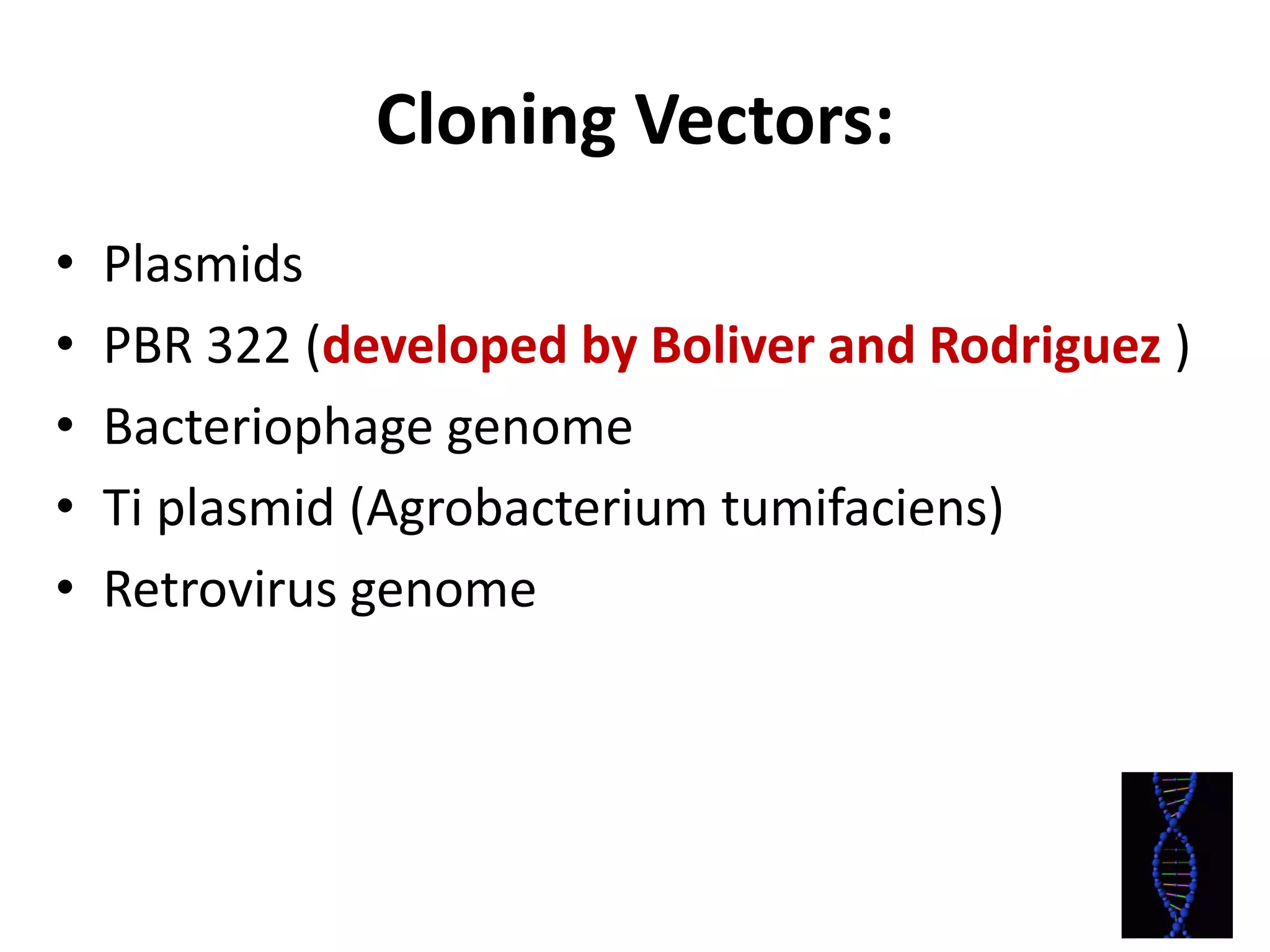 Biotechnology principles and process: Vectors, Restriction endonuclease enzymes, Tools of r-DNA technology