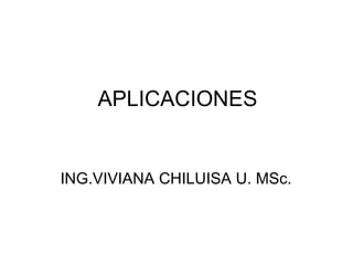 APLICACIONES


ING.VIVIANA CHILUISA U. MSc.
 