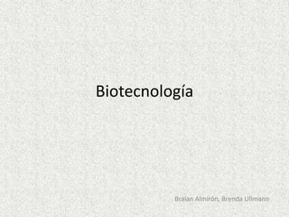 Biotecnología




          Braian Almirón, Brenda Ullmann
 