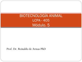 Prof. Dr. Reinaldo de Armas PhD
BIOTECNOLOGÍA ANIMAL
LCPA - 405
Módulo. 5
 