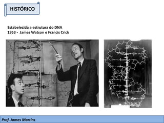 HISTÓRICO
Estabelecida a estrutura do DNA
1953 - James Watson e Francis Crick
Prof. James Martins
 