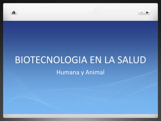 BIOTECNOLOGIA EN LA SALUD Humana y Animal 