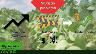 7
Glycine Max
Situação
problema
Demanda
Demanda
(Produção)
(Produção)
Demanda
(Produção)
Restrições
Restrições
Restrições Produtividade
Produtividade
Produtividade
Fonte: Canva, 2026.
 