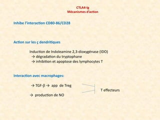 CD40L
CD40
B7 1.2 (CD80/CD86)
TCR CD3
CD28
Cellule Présentatrice d'Antigènes
Lymphocyte T
CTLA4
+
Coopération APC/Lymphocy...