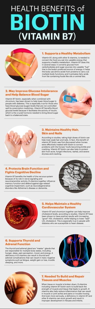 Biotin benefits thicken hair, nails and beautify skin