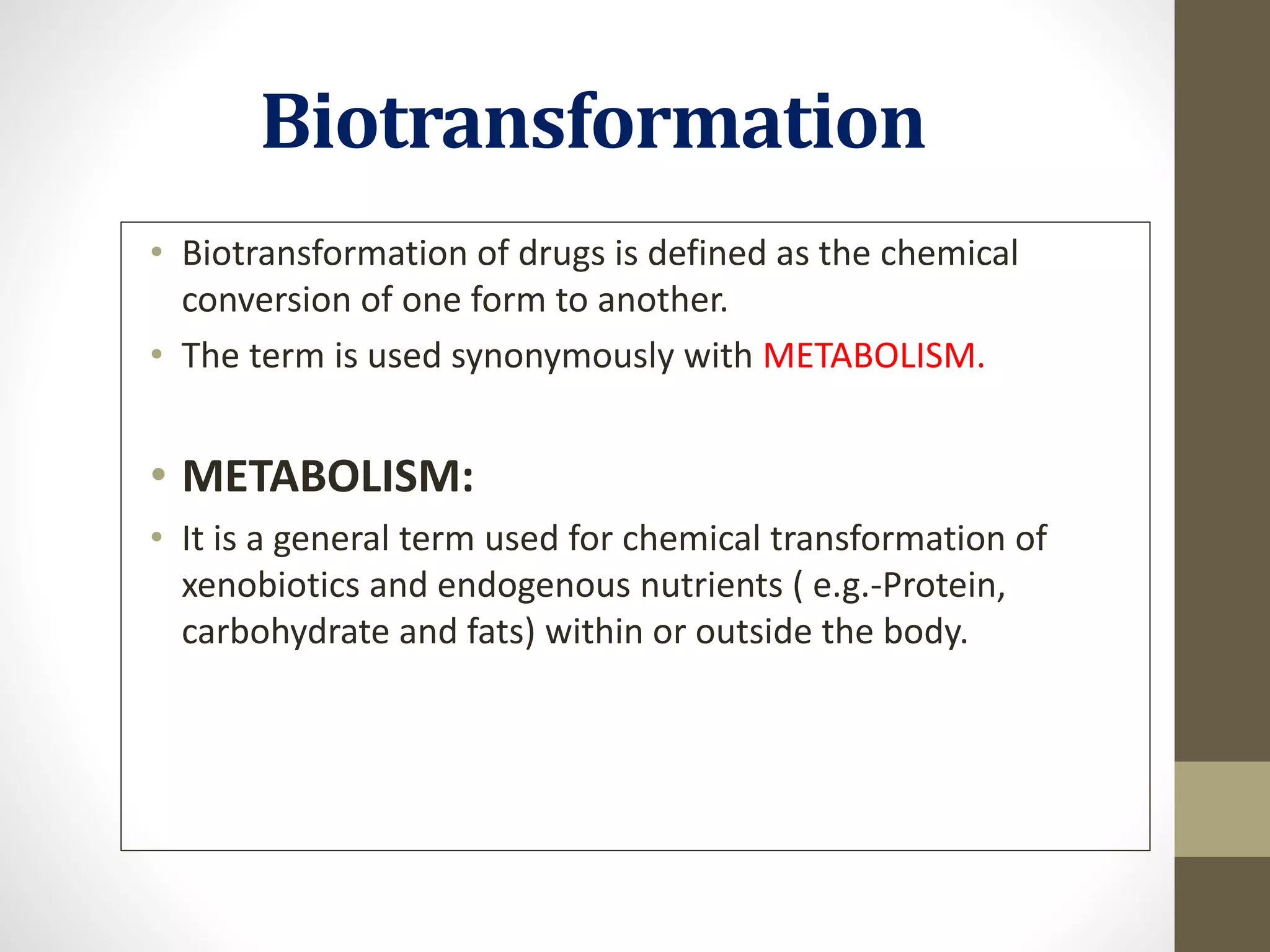 Bio Transol Biotransformation of drug | PPTX
