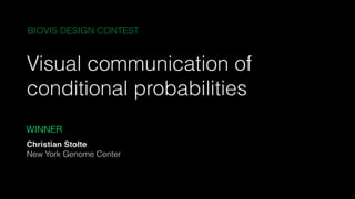 Visual communication of
conditional probabilities
Christian Stolte
New York Genome Center
BIOVIS DESIGN CONTEST
WINNER
 