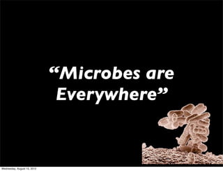 “Microbes are
                              Everywhere”


Wednesday, August 15, 2012
 