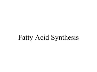 Fatty Acid Synthesis
 