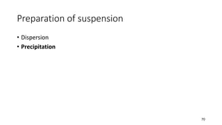 Preparation of suspension
• Dispersion
• Precipitation
70
 