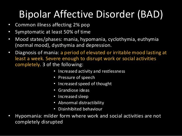 Bipolar Affective Disorder, Depression and Suicide