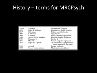 History – terms for MRCPsych
 