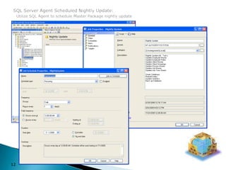 SQL Server Agent Scheduled Nightly Update:Utilize SQL Agent to schedule Master Package nightly update12