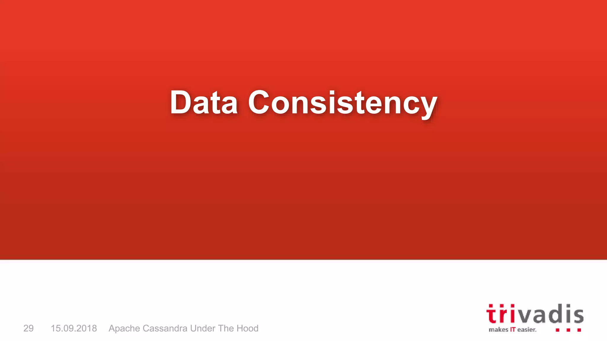 Apache Cassandra Under The Hood29 15.09.2018
Data Consistency
 