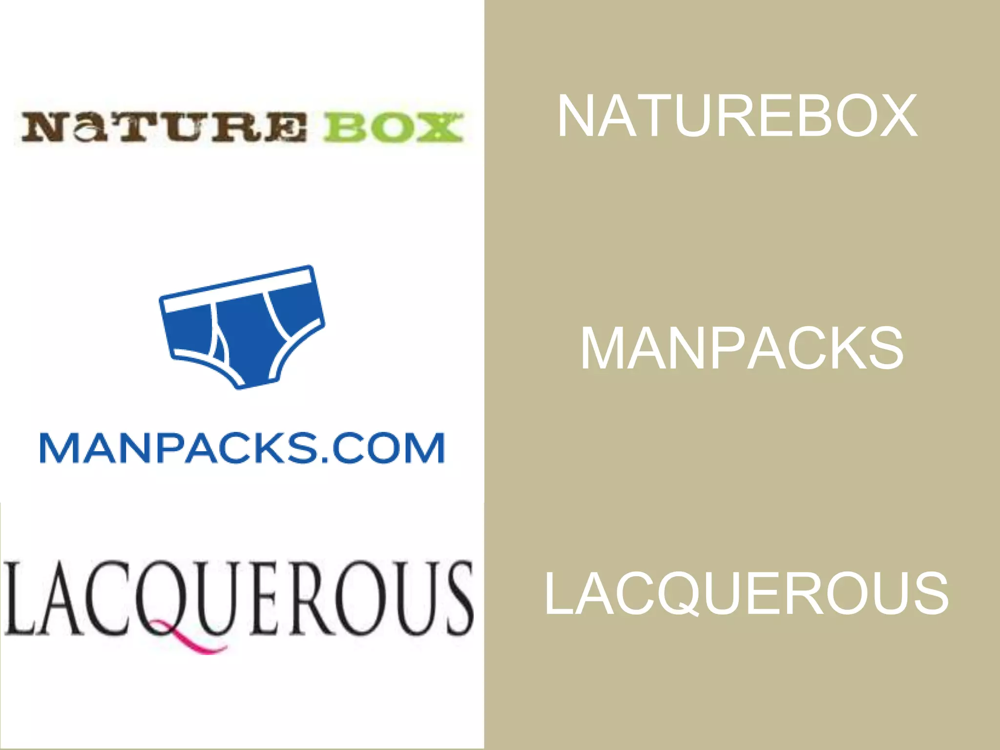NATUREBOX
MANPACKS
LACQUEROUS
 