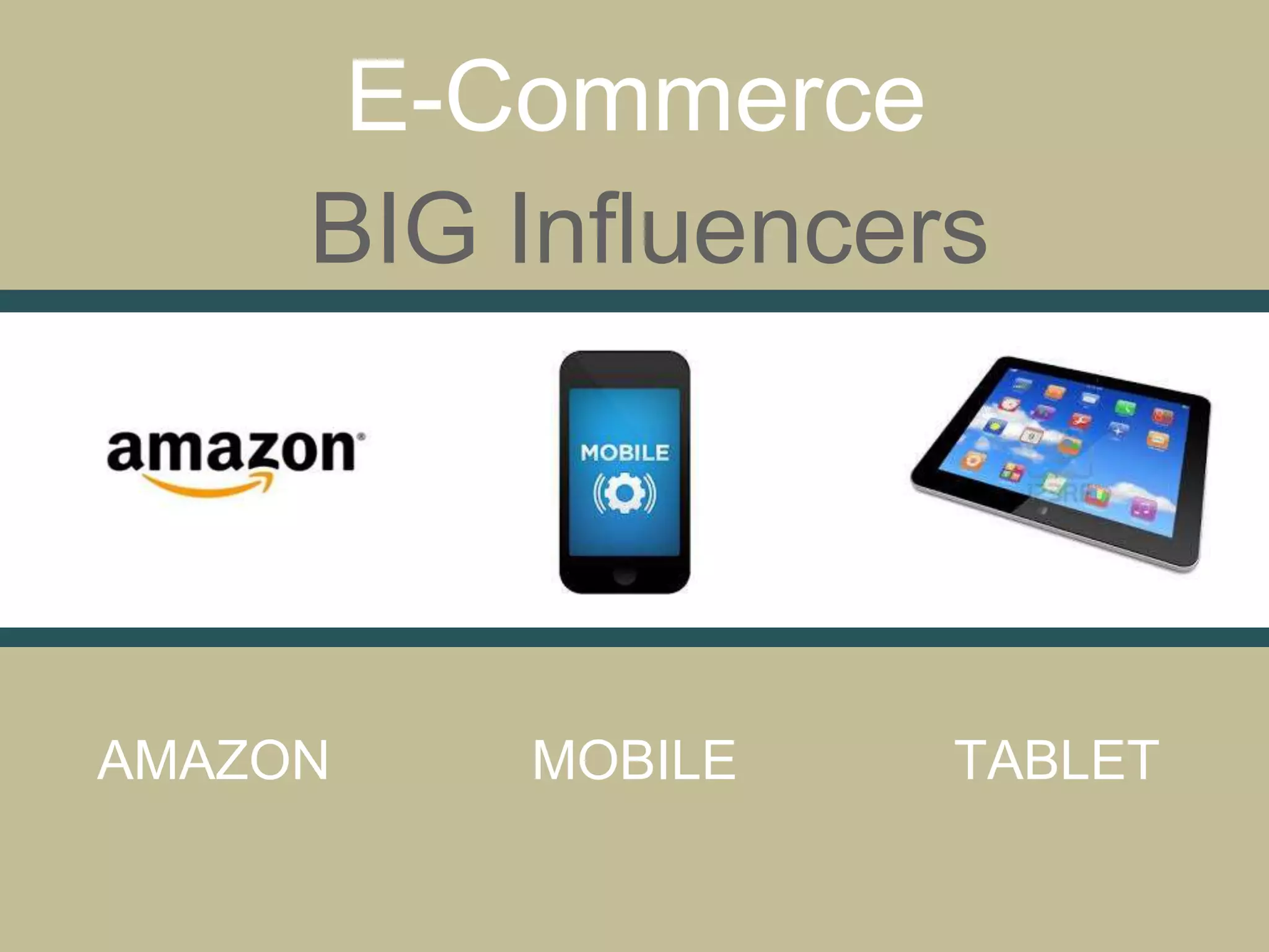 E-Commerce
BIG Influencers
AMAZON MOBILE TABLET
 