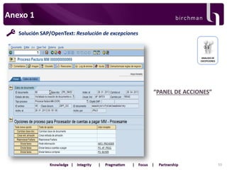 Anexo 1
Solución SAP/OpenText: Resolución de excepciones

ANALISIS DE
EXCEPCIONES

“PANEL DE ACCIONES”

55

 