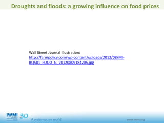 Droughts and floods: a growing influence on food prices
Wall Street Journal illustration:
http://farmpolicy.com/wp-content/uploads/2012/08/MI-
BQ581_FOOD_G_20120809184205.jpg
 