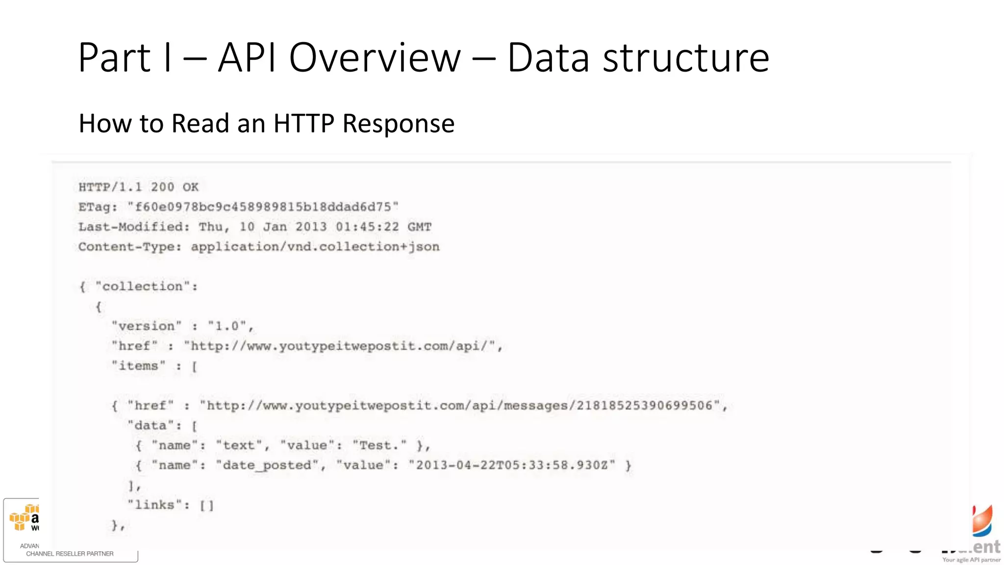 Part I – API Overview – Data structure
How to Read an HTTP Response
 